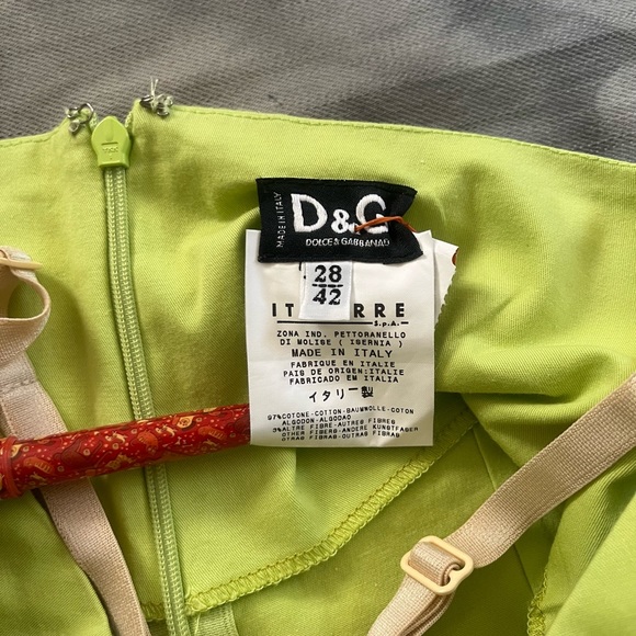 Dolce and Gabbana Lime Green Mini Dress - Picture 3 of 6